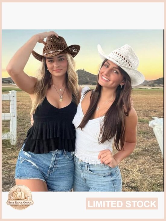Straw Cowboy Hat with Shapeable Brim Woven Hollow Out Unisex Beach Roll Up Cap main image 5